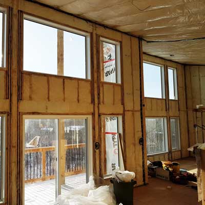 The inside of a house being built